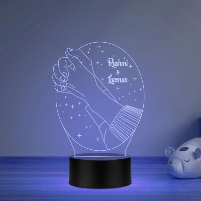 Couple Hands With Custom Name Night Lamp